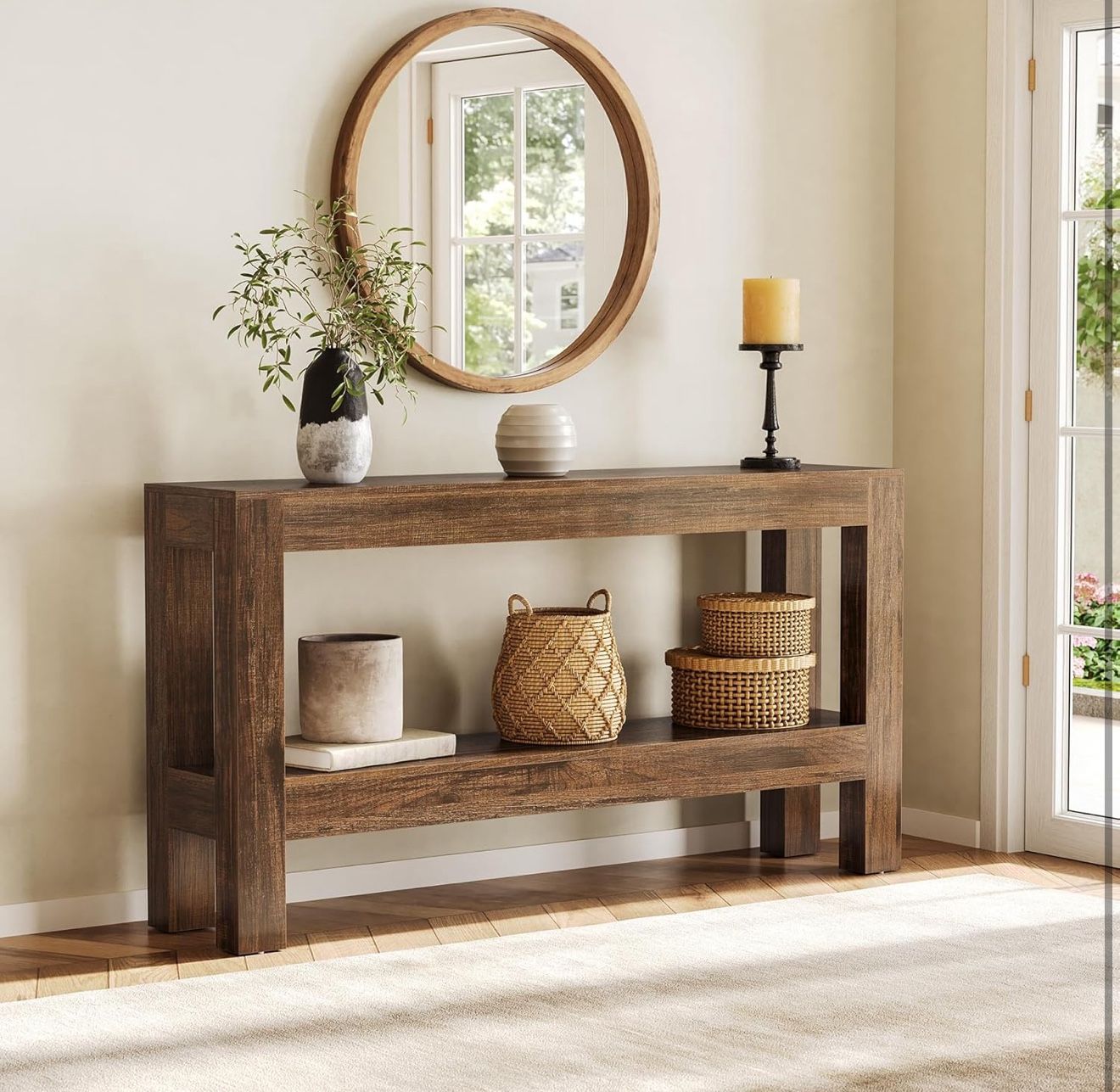 LITTLE TREE 63-Inch Narrow Long Console Table for Living Room, Farmhouse Wood Entryway Table for Hallway, Sofa, Entry, Entrance, Foyer, Behind Couch w