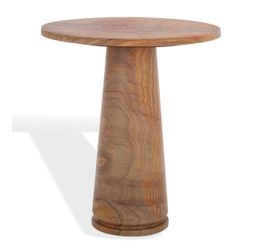SAFAVIEH Couture Collection - Valentia Brown Marble Accent Table, Tall Round Top Sculptural Pedestal