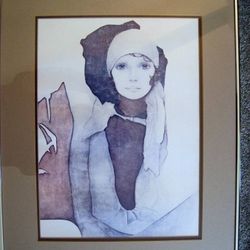 1970s Vintage Christine Rosamond "Simone" Framed Picture