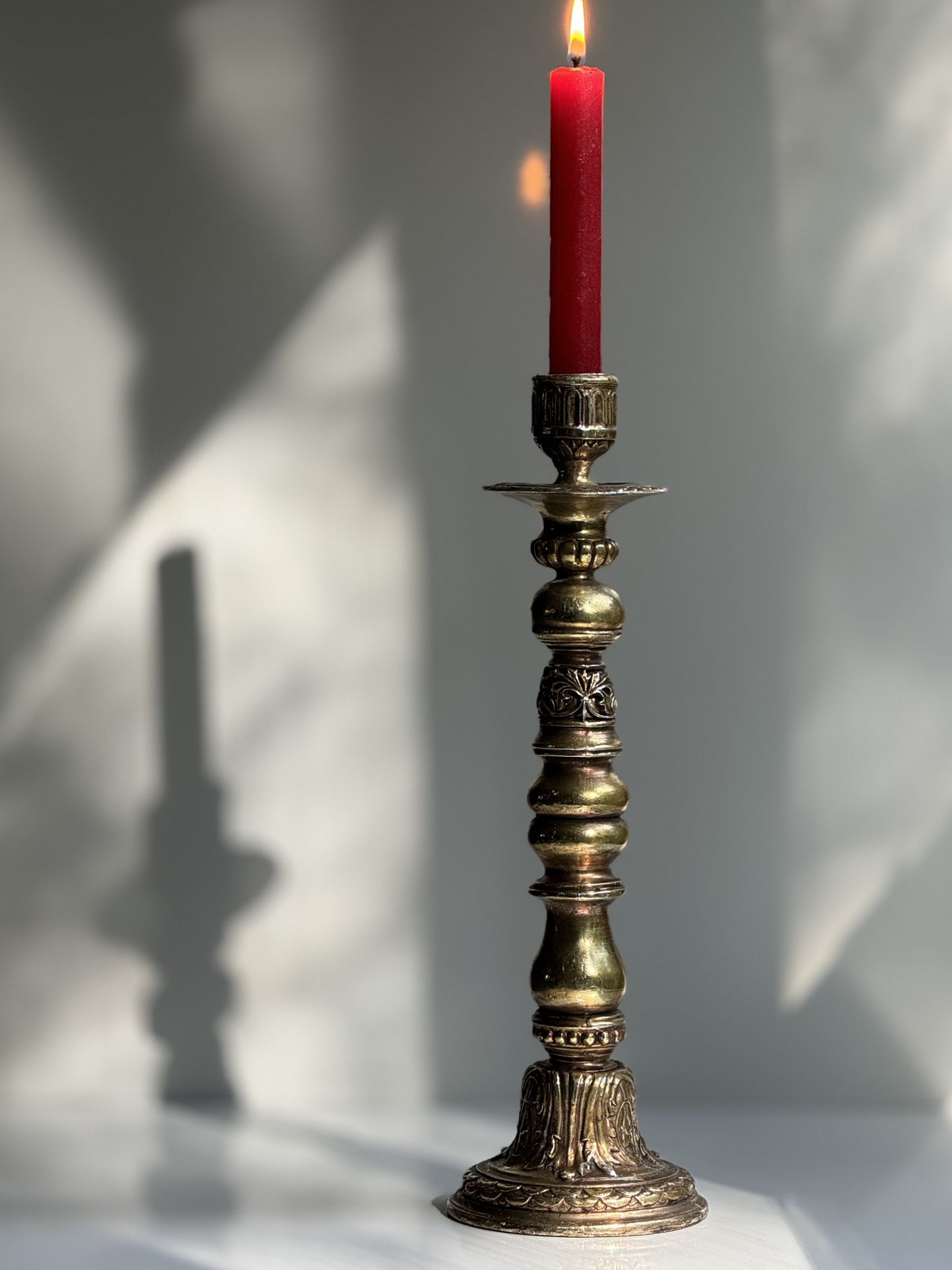 Vintage 13” Gold Color Resin Taper Candlestick Holder.