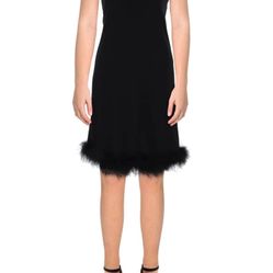 New Bebe Black Party Dress S Or M Feather Trim