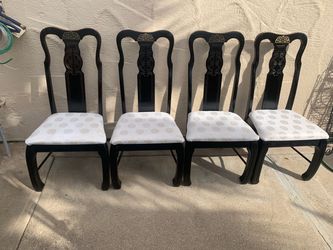 Set of 4 Vintage Mid-Century Chinoiserie Dining Chairs by Singer Furniture (1975)