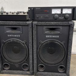 PA Speakers With Amp And Mixer