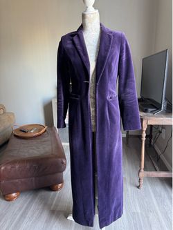 TOPSHOP Purple Velvet Long Coat