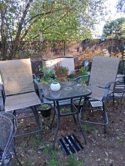 Outdoor Patio Bar Table and Chairs Set