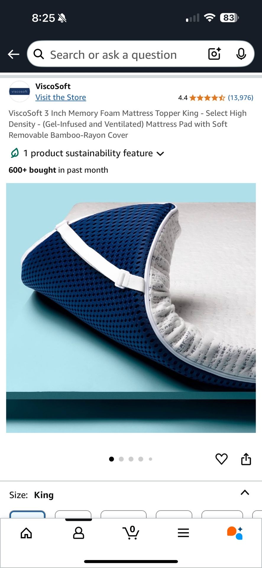 3” Memory Foam Mattress Topper. King Size.