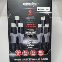 3 Pack USB-C Cable Fast Charger Cord for iPhone, iPad - 4 ft, 6 ft, 10 ft New