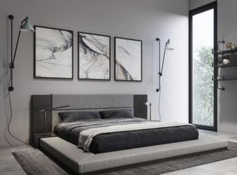 King Size Bed Frame In Dark/light Gray 