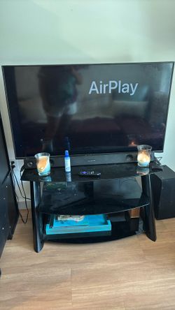 TV, TV Stand, Sound Bar