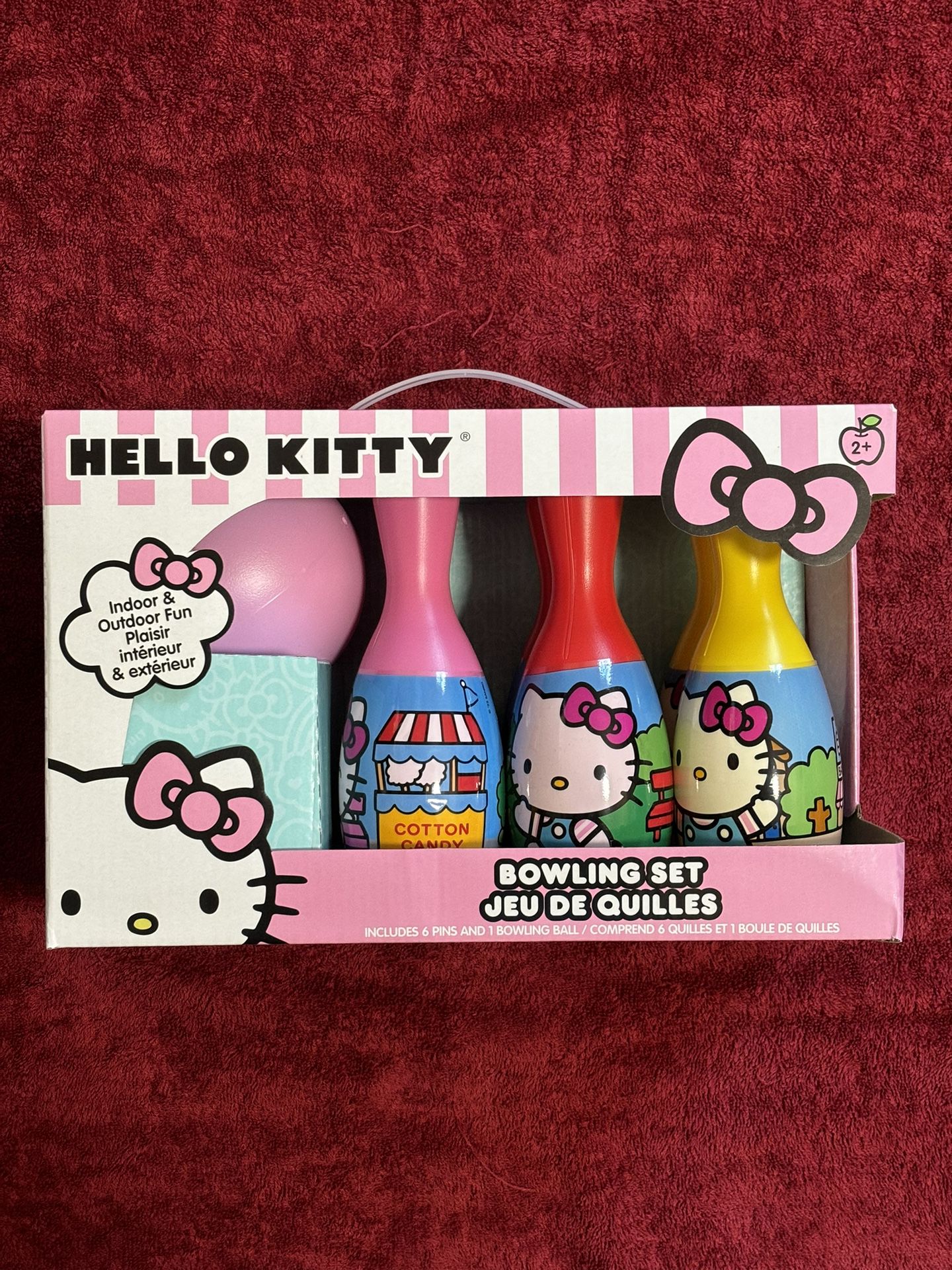 Sanrio Hello Kitty Indoor/Outdoor Bowling Set 6 Pins & 1 Bowling Ball Brand New