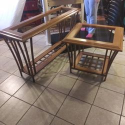 Wood X 3 Console Table Set