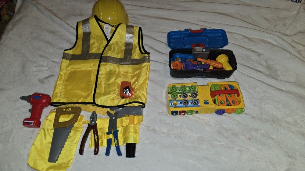 Role Play Construction Worker Costume Set and Educational Tool Toys