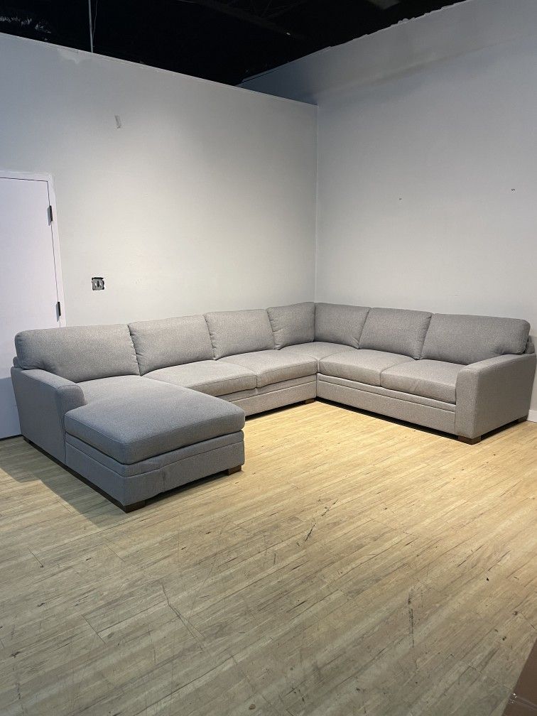 Gray Fabric Sectional Sofa Couch