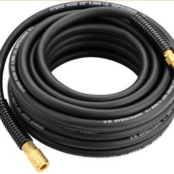 3/8" Air Hose, 50Ft Air Compressor Hose, Heavy Duty, Lightweight, Kink Resistant, All-Weather Flexibility With 1/4-Inch Industrial Quick Coupler Fitti
