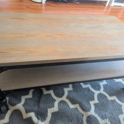 Industrial Style COFFEE TABLE - Weathered Oak & Antique Nickel, 4 Wheels