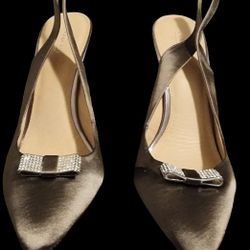 Coach Heather Satin Crystal Bow Pumps 11M