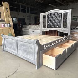 Queen Solid Wood Bed Frame With 3 Drawers $840