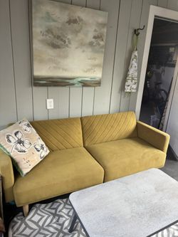 Gold Velvet Futon Sofa