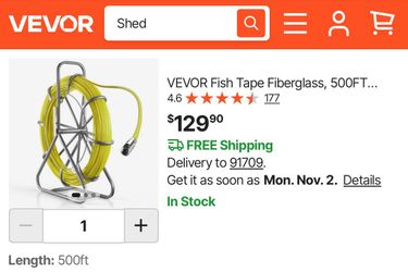 New vevor 500 ft electrical fish tape
