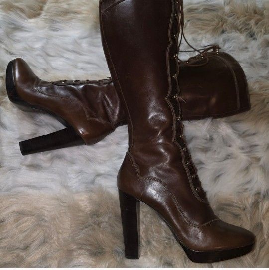 Michael Kors Roslyn 5 Inch Heal Lace Up Boots
