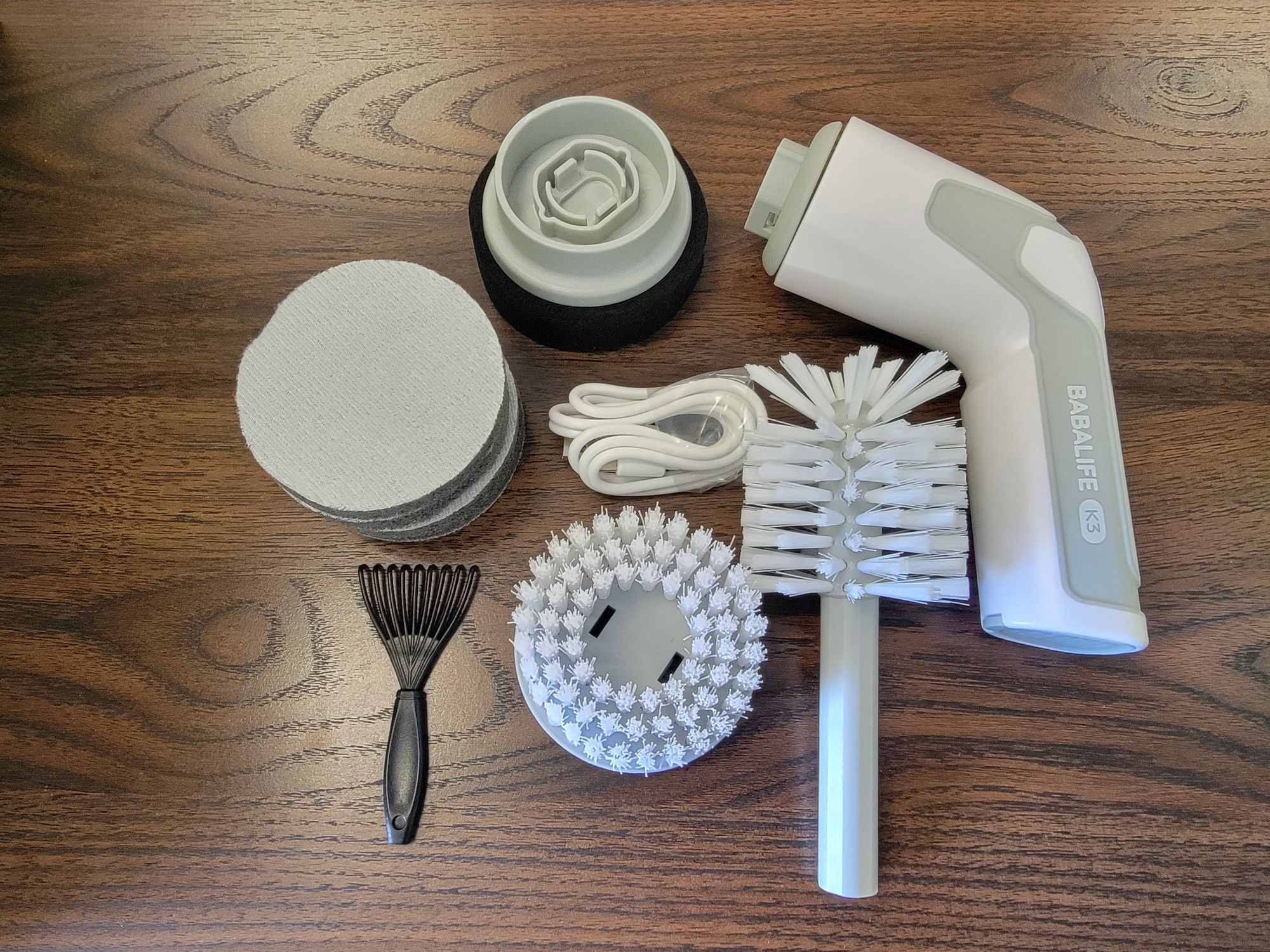 Electric Spin Scrubber, Cordless Power Scrubber, Electric Scrubber for Cleaning with 8 Replaceable Brush Heads (K3-Gray)