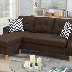 Brand New Dark Brown Linen Reversible Sectional (86" x 59" x 36"H )