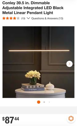 Conley 39.5 in. Dimmable Adjustable Integrated LED Black Metal Linear Pendant Light