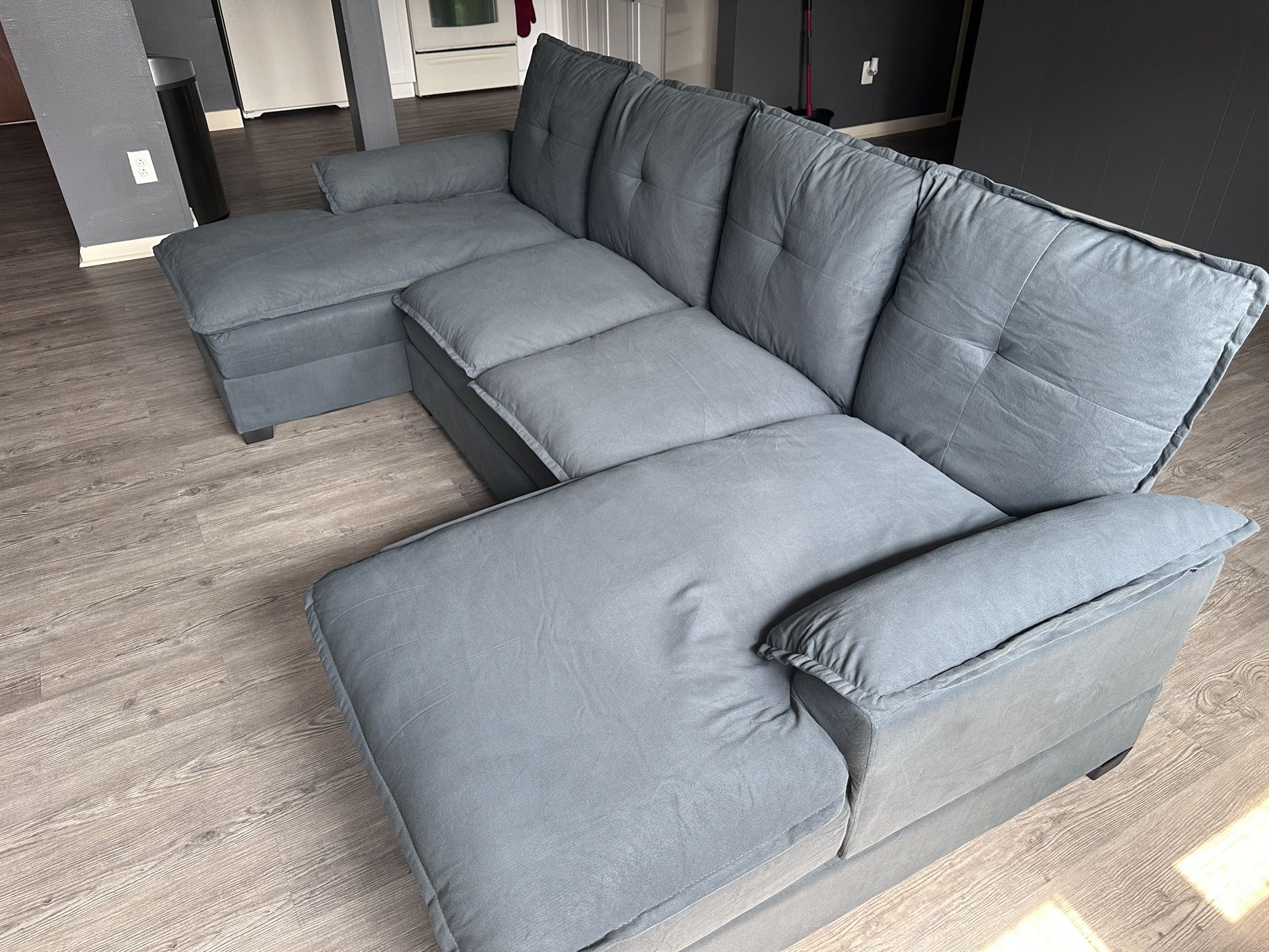 Shintenchi 110" Modular Sectional Couches for Living Room, U-Shaped Sofa Couch with Double Chaise, 4 Seat Sofa Sets with Thick Cushion & Soft Backrest