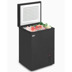 2.8 Cu ft Deep Freezer with Adjustable Temperature, Removable Storage Basket, Top Open Door,Black
