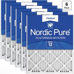 Nordic Pure 20x25x1 Pleated MERV 12 Air Filters 6 Pack Actual Size: 19 1/2 x 24 1/2 x 3/4 Made in USA, Advanced HVAC Filtration, Mid-Sized Airborne Pa
