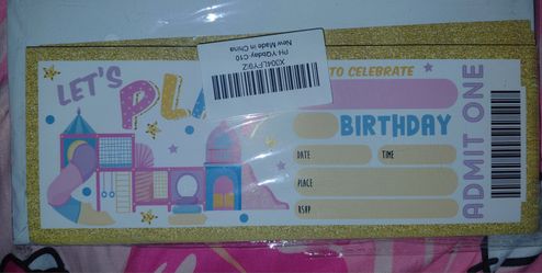 Ticket Style Bday Invitations  - 20ct