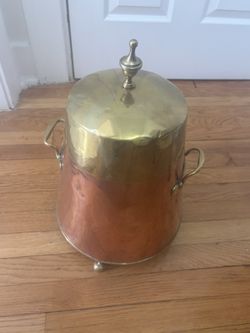 Antique Dutch Copper and Brass Doofpot Fireplace Accessory