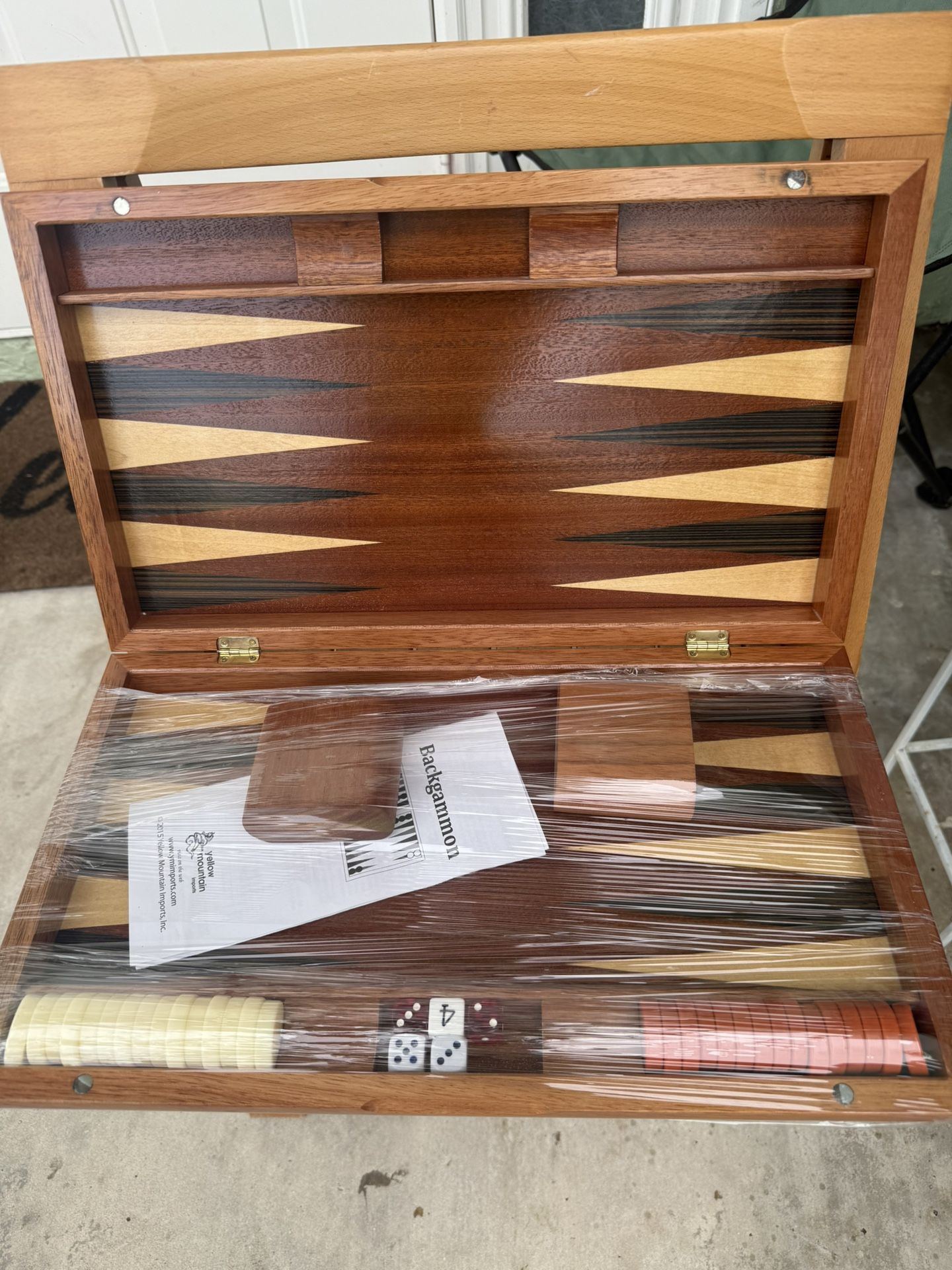 Wood Backgammon Set Inlaid Wood Case