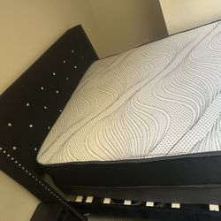 Black Full Size Bed Frame With Mattress And Box Spring