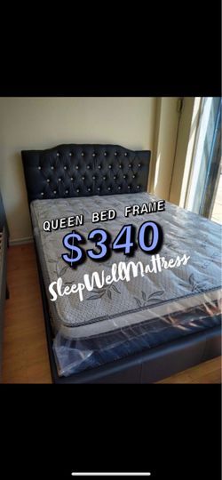 Queen size bed frame with mattress included