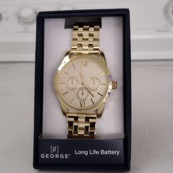 Beautiful Gold Wrist Watch New "George"