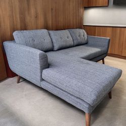 MCM Style Sectional Sofa Couch with Chaise