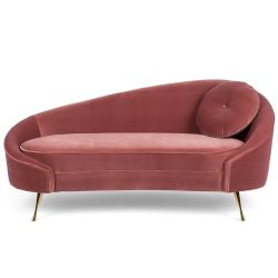 🔥Sale Curved Pink Velvet Sofa, has a couple of stains , Unique Dedign