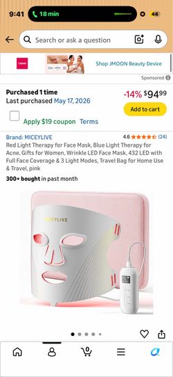 Red Light Therapy for Face Mask, Blue Light Therapy for Acne, Gifts for Women, Wrinkle LED Face Mask, 432 LED with Full Face Coverage & 3 Light Modes,