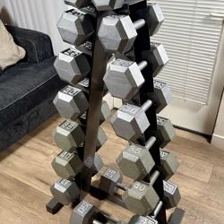 Set Of Cast Iron Hex Dumbbells From 15s to 50s Pounders ( Total: 520 lbs. ) [  NO RACK INCLUDED - yes you can Buy It $]  