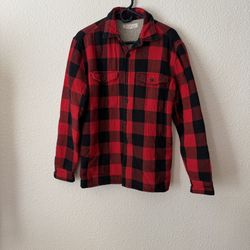 Aeropostale Buffalo Plaid Sherpa-Lined Shacket Size S