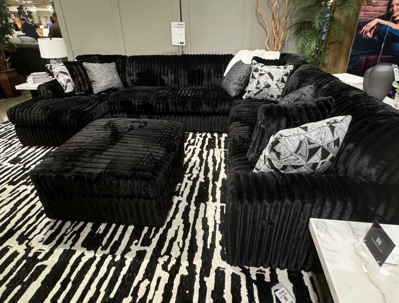 Black Corduroy Sofa Sectional (ottoman Sold Separately )🔥buy Now pay Later