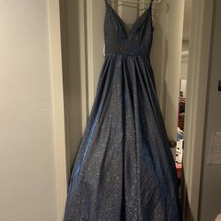 Size 3 Blue Sparkly Prom Dress