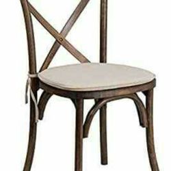 Flash Furniture HERCULES Series Stackable Early American Wood Cross Back Chair with Cushion