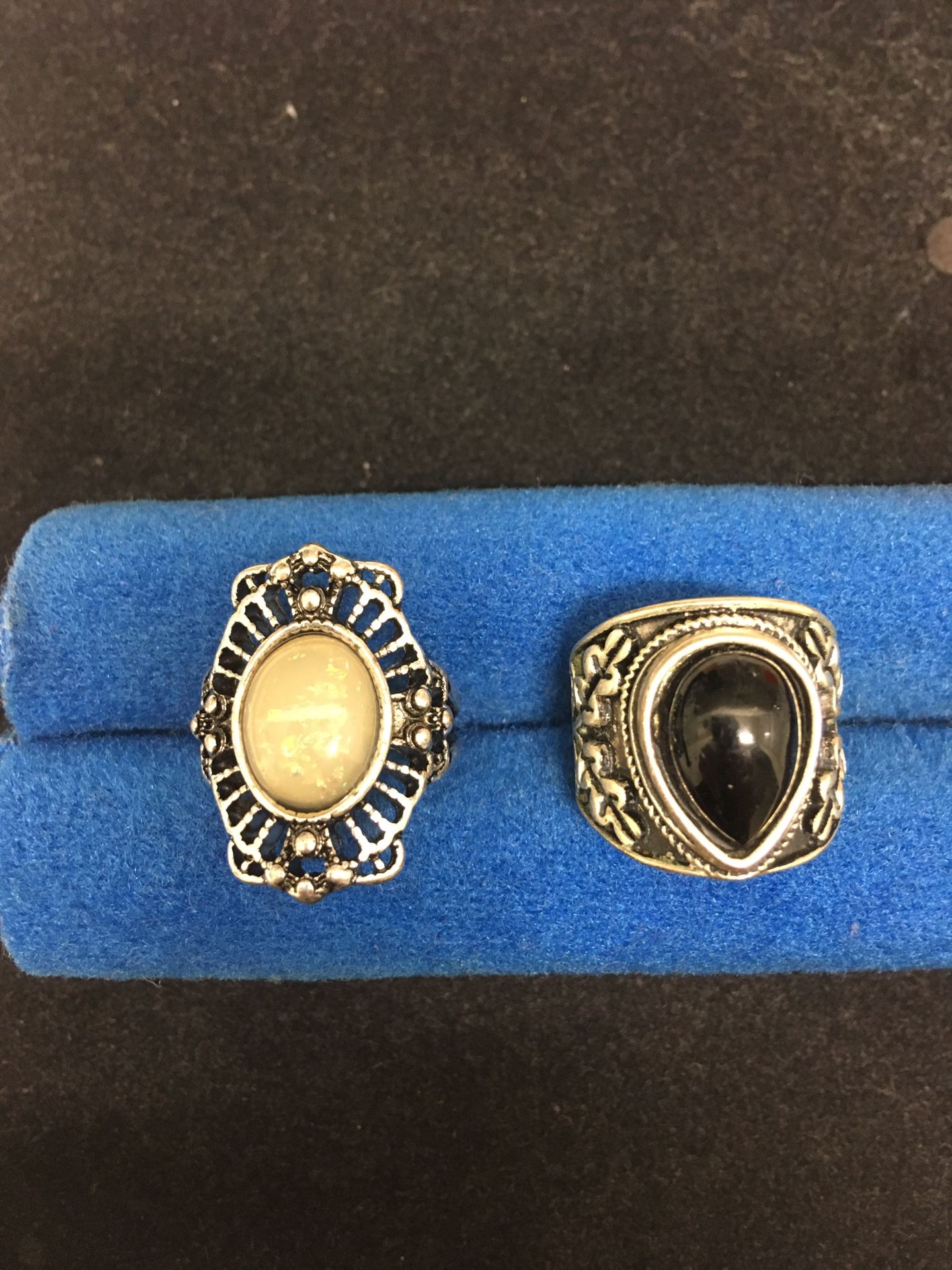 SILVER RINGS OPAL & ONYX (BOTH $30)