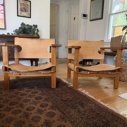 (2) Leather Borge Mogensen Lounge Chairs