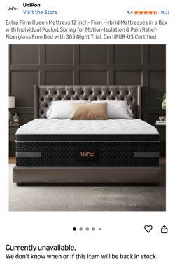 Brand New 12 in Queen Mattress, EXTRA FIRM HYBRID