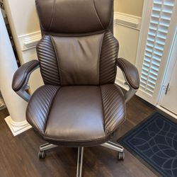 Serta iComfort i6000 Big & Tall Ergonomic Bonded Leather High-Back Executive Office Chair, Brown/Silver