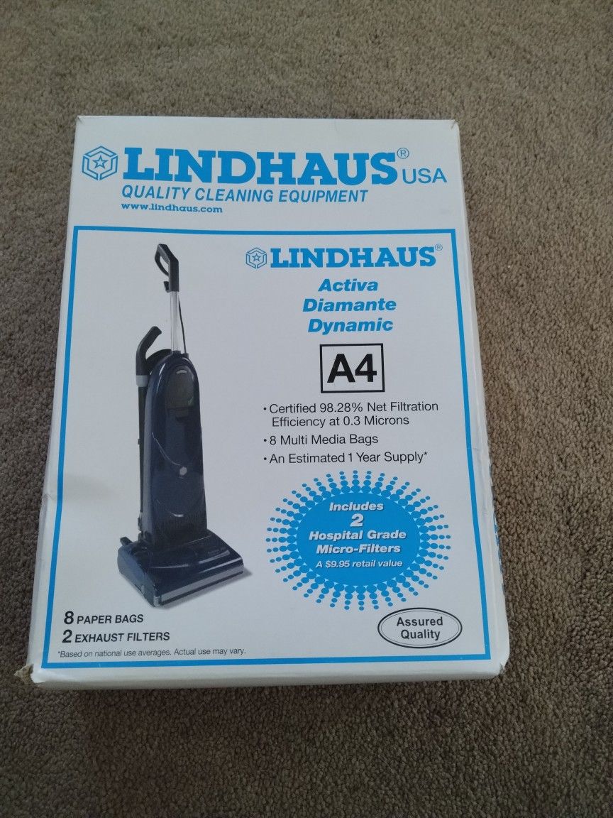 LINDHAUS DIAMANTE A4 VACUUM BAGS AND  EXHAUST FILTER 