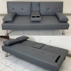 New in box $155 Sofa Bed Futon Convertible Folding Recliner Couch Furniture 65x30x31” Cup Holder 